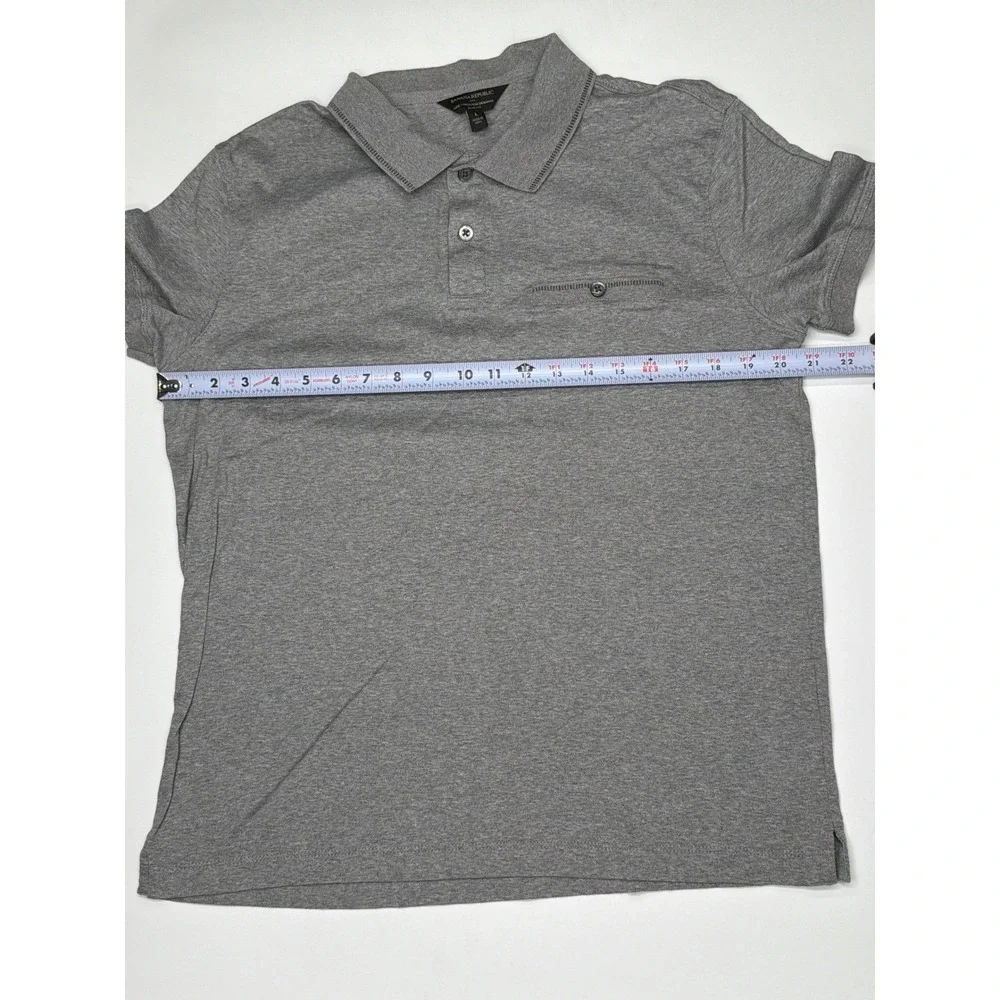 Banana Republic Luxe Touch Performance Polo Shirt Men Large Slim Fit Gray Cotton